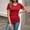 Red, variant on Women's Short Sleeve Flutter V-Neck Floral Short Sleeve Slim Tee Regular Athleisure Wrinkle-Resistant Collarless Pull-On