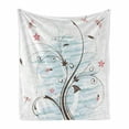 thumbnail image 1 of Dragonfly Soft Flannel Fleece Blanket, Grunge Paint Flower Swirled Branches Buds Abstract Spring Nature Image, Cozy Plush for Indoor and Outdoor Use, 70" x 90", Pale Pink Brown Mint, by Ambesonne, 1 of 6