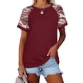 thumbnail image 1 of Pntutb Mujeres tops Sexy O-cuello Imprimir Patchwork Camiseta de manga corta Blusa Pntutb Pntutb-6056, 1 of 8
