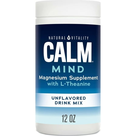 Calm Mind Magnesium Citrate   L-Theanine Powder | Unflavored Supplement | 12 oz | by Natural Vitality