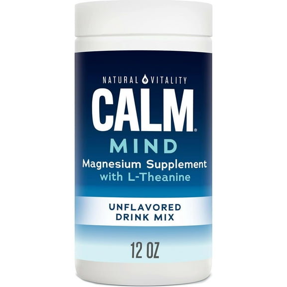 Calm Mind Magnesium Citrate   L-Theanine Powder | Unflavored Supplement | 12 oz | by Natural Vitality