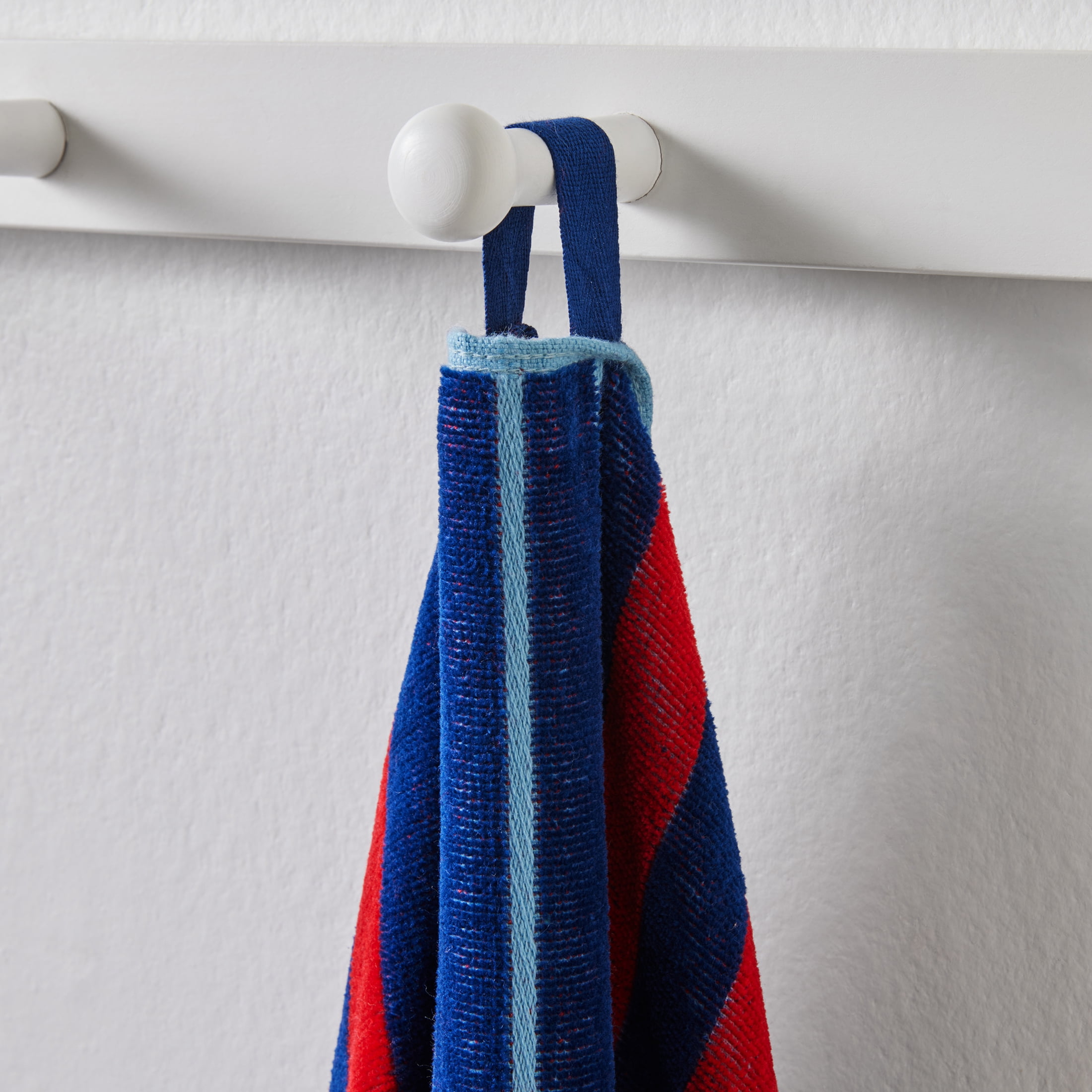 Better Homes & Gardens Coastal Clarence Striped Navy & Red Cotton-Blend Beach Towel