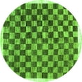 thumbnail image 1 of Ahgly Company Indoor Round Checkered Green Modern Area Rugs, 7' Round, 1 of 1