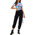 thumbnail image 2 of INSPIRE CHIC Women's Clubwear Short Sleeve Shiny Metallic Top L Blue, 2 of 6