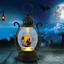 Taotanxi Halloween Small Lantern Lantern with Flickering LED Candle, Vintage Mini Small Lantern Lights with AAA Battery Decor Gifts Indoor Porch Garden Lantern Halloween Party Hanging Lanterns
