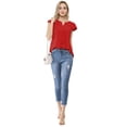 thumbnail image 4 of Camiseta Manga Tulipán Cuello En V Básico Allegra K Rojo L, 4 of 5