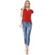 thumbnail image 4 of Camiseta Manga Tulipán Cuello En V Básico Allegra K Rojo L, 4 of 5