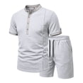 thumbnail image 4 of CONZONE Men's 2 Pieces Outfits Solid Color Short Sleeve T-Shirts Shorts Set for Men Breathable Summer Tracksuit, 4 of 4