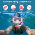 thumbnail image 5 of Equipo de snorkel para adultos, máscara de buceo seca y snorkel para hombre y mujer, color rosa, 5 of 5