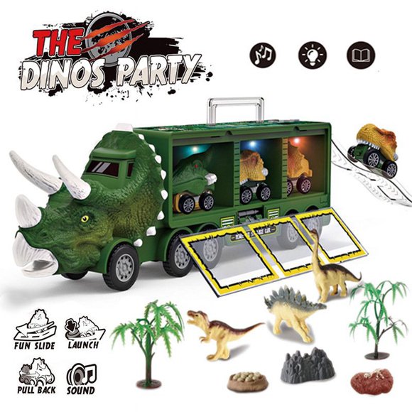 Dinosaur Toys for Kids 3-5 -Giant Dinosaur Truck  3 Dinosaurs and 3 Dinosaur Car  with Lights and Sound Effects Best Kids Dinosaur Toys and Toys for 5 Year Old Boys Girls (Dinosaur Boy To