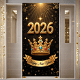 thumbnail image 5 of Golden New Year Banner Jeweled Crown 2026 Display Sparkling Stars Black Background Crown Backdrop for New Year Party Holiday Celebration Indoor Decoration, 5 of 9