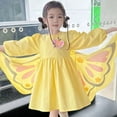 thumbnail image 3 of Huowey Child Girls Dresses Long Sleeve Fairy Sundress Girls Butterfly Wings Dress Summer Skirt, Yellow, 2-3 Years, 3 of 8