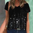 thumbnail image 2 of Blusa de camiseta informal con estampado de manga corta y cuello en V de verano para mujer a la moda Fridja  bn5835, 2 of 5