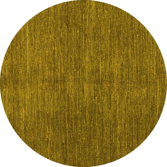 Ahgly Company Machine Washable Indoor Round Abstract Yellow Modern Area Rugs, 6' Round