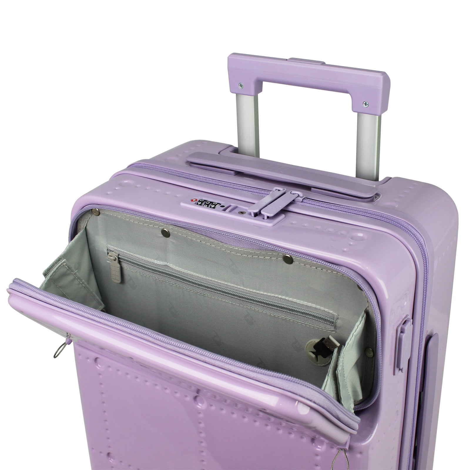 World Traveler Dejuno Avery Smart 20-Inch Carry-On Luggage with USB & USB-C Ports - Lavender