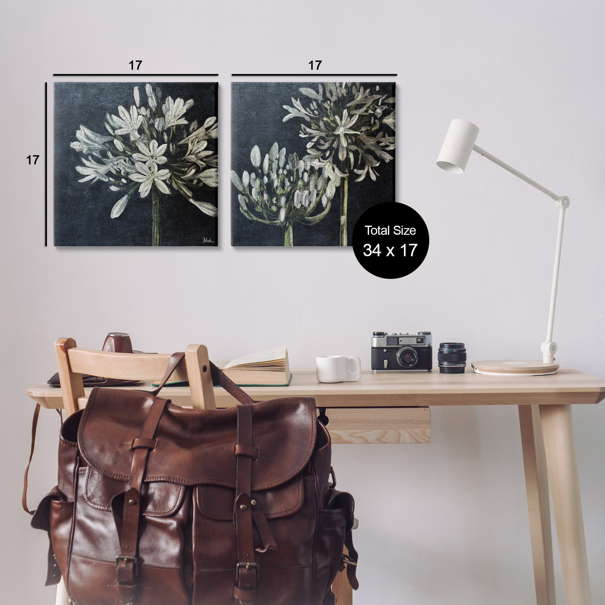 Stupell Industries Blossoming Flower Stem Plants & Flowers Painting Wrapped Canvas Art Print Wall Art, 17 x 17, Set of 2