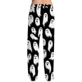 thumbnail image 5 of Domzest Halloween Mens Pajama Pants Drawstring Elastic Waisted Pumpkin Ghost Bat Graphic Pj Bottoms Wide Leg Funny Pajama Bottoms White XL, 5 of 6