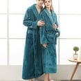 thumbnail image 3 of Womens Fleece Plush Bathrobe Soft Warm Long Robe Ladies Sleepwear Pajamas Shawl Collar Nightgown With Belt, 3 of 6