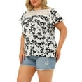 thumbnail image 4 of MODA NOVA Juniors Plus Size Floral Lace Keyhole Back Flared Sleeve Blouse White 2X, 4 of 6