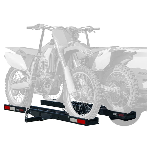 Black Widow Double Motorcycle Bike Hitch Carrier with Loading Ramp, 600 lb Cap, Black Anodized Aluminum