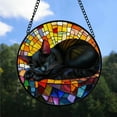 thumbnail image 2 of Seasonal Christmas Gift - Cat sleeping Christmas Stained Glass Hanging Ornament - Holly & Pine Holiday Tree Decoration, Gift for Friends, Family, Mom & Dad, 2 of 3