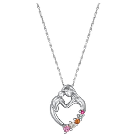 Personalized Family Jewelry Mother's Tender Heart Pendant available in Gold and Sterling Silver