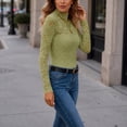 thumbnail image 3 of Women's Lace Mock Neck Top Long Sleeve Floral Sheer Blouse Slim Fit Layering Shirt with Scalloped Edge for Daily Wear, 3 of 5