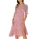 thumbnail image 1 of Vestido Bohemio Floral Vestido de Gasa Vestido de Manga Corta Con Cuello en Vvestido Casual de Mujer Con Cuello en V Gasa Floral Boho Vestido de Playa de Manga Corta Odeerbi  ODB114083, 1 of 6
