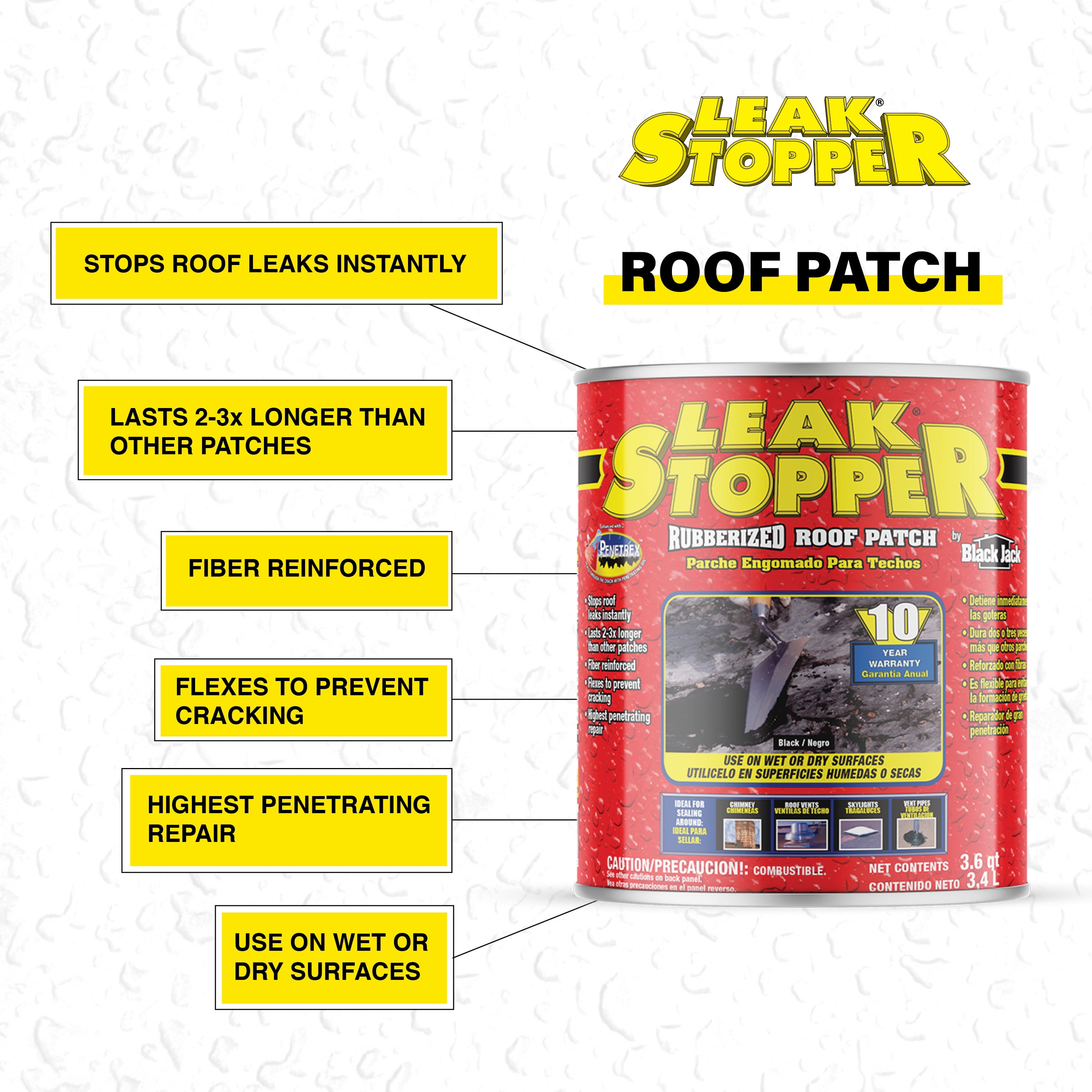 Leak Stopper® Rubberized Roof Patch – Black Jack Coatings