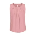 thumbnail image 6 of AJTQTH Women Stylish Crewneck Ruched Sleeveless Tees Solid Color Tshirts Tops Loose Fit Comfy Lightweight Blouses Pregnancy Clothes for Summer Casual Pink M, 6 of 7
