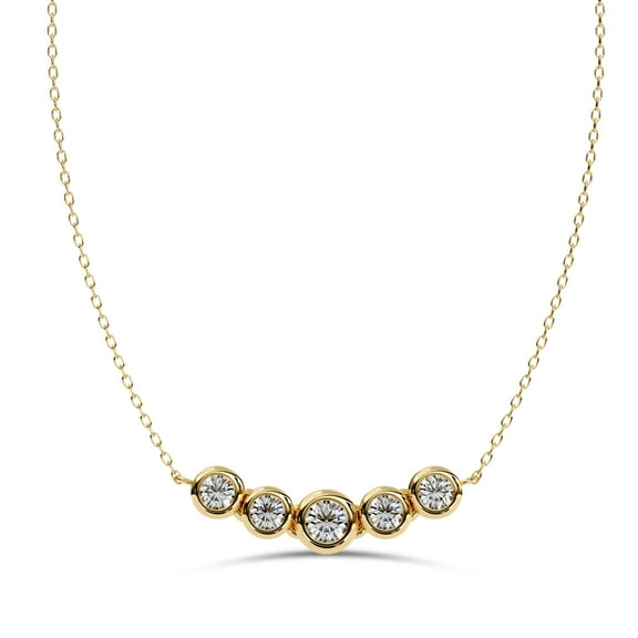 IGI Certified Lab Grown Diamond 5 Stone Pendant Necklace for Women | 1/4ctw Round Cut Diamond Necklace with 18 Inch Cable Chain 14K Solid Yellow Gold F-G, VS-SI Quality (0.25 Ctw)