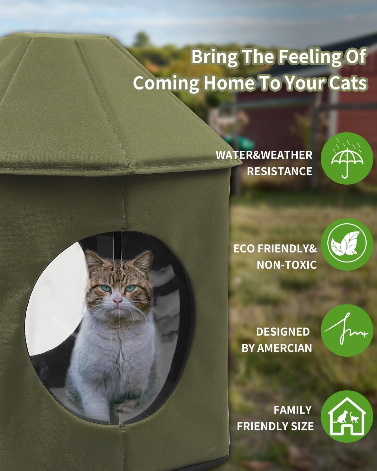 Heated Outdoor Cat House Weatherproof Cat Small Dog Warm Pet Shelter Carrier NEW PP10_Green