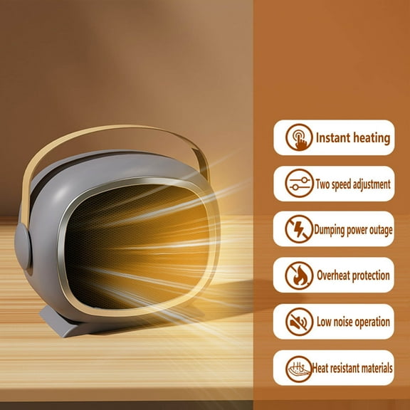 Nkmbld Space Heater for Indoor Use, New High-Power Heater 1200w Ceramic Household Fast Heating Small Solar Heater with Adjustable Thermostat, Gray