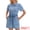 Blue, variant on DARING DIVA Women's Denim Romper Collared Short Sleeve Jean Jumpsuit Shorts Small Blue