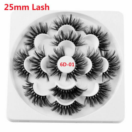 7 Pairs Beauty Makeup Natural Long Thick Cross Handmade Eye Lashes Extension 25mm Lash False Eyelashes 6D Mink Hair (Best Drugstore Lashes For Asian Eyes)