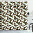 thumbnail image 1 of Tropical Shower Curtain, Fresh Coconut Slices and Leaves Sketch as Colored Engraved Art Exotic Food Theme, Fabric Bathroom Set with Hooks, 69W X 84L Inches Extra Long, Multicolor, by Ambesonne, 1 of 3