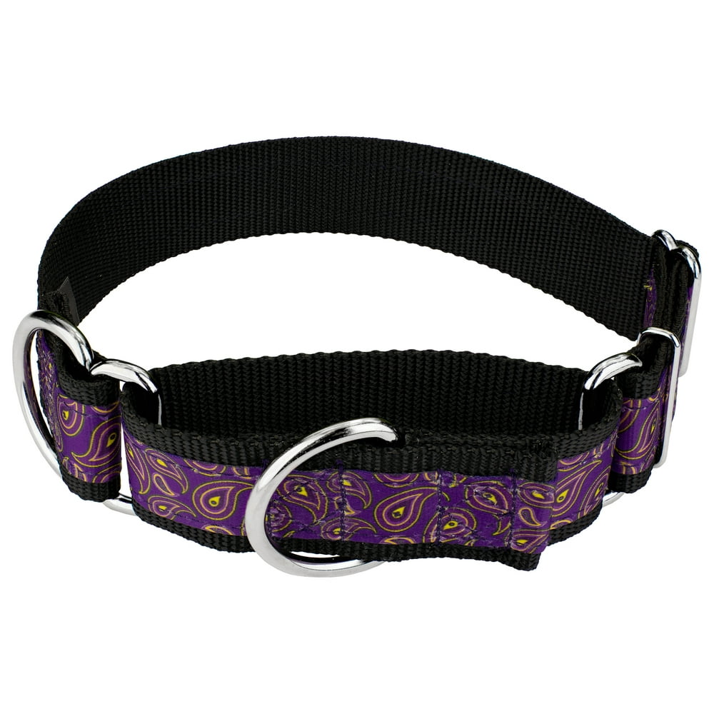 Country Brook Petz® 1 1/2 inch Purple Paisley Signature Martingale Dog