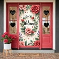 thumbnail image 3 of Floral Theme Welcome Banner Rose Pattern Welcome Backdrop Heart Design Lavender Accent Garden Background for Home Entrance Wedding Reception Garden Party, 3 of 9