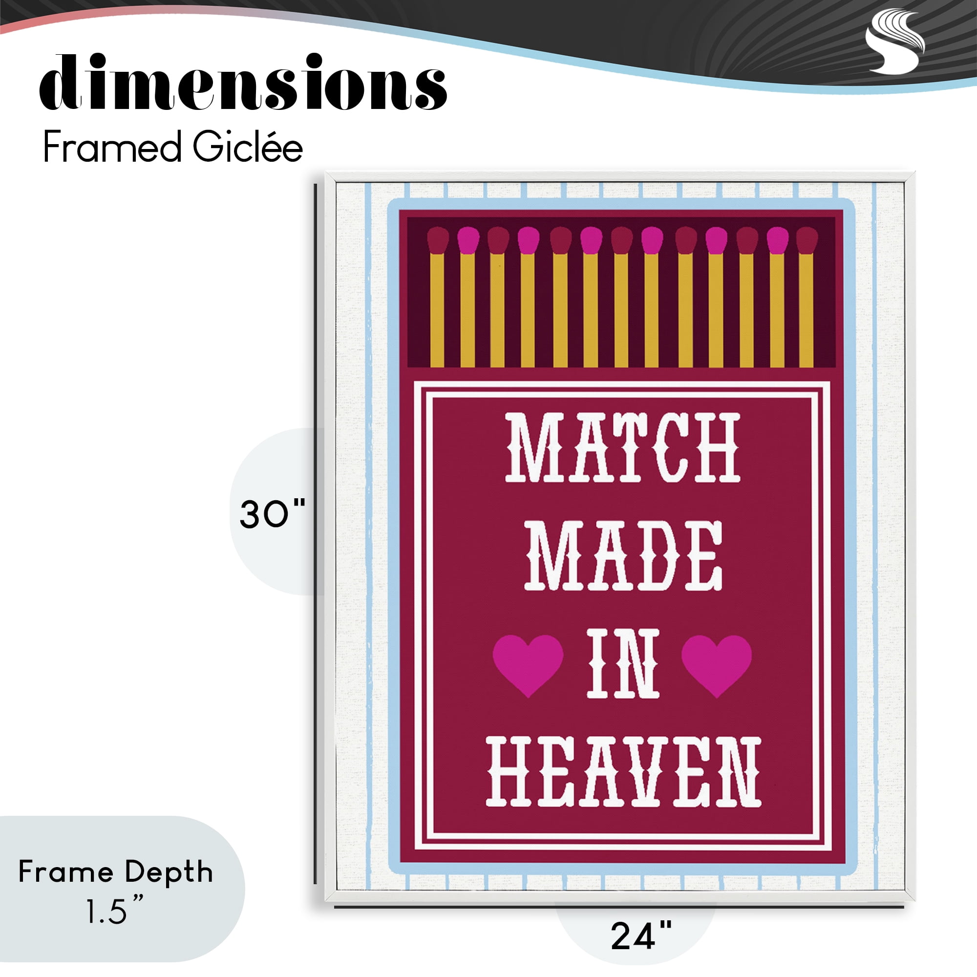 Stupell Industries Vintage Match Made In Heaven White Framed Giclee Art, design by Lil' Rue