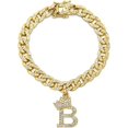 thumbnail image 3 of WOMEN ICED GOLD PLATED CUBIC ZIRCONIA 10mm 10" ICED MIAMI CUBAN BLING CHAIN BOX LOCK INITIAL B BRACELET FASHION ANKLET, 3 of 4