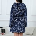 thumbnail image 4 of TEAJOPSUU Plush Bathrobes for Women Vintage Printed Winter Robes Fleece Warm Plus Size Flannel Christmas Deer Nightgown Blue, 4 of 6