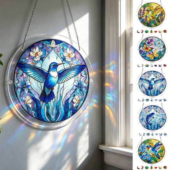 WKSCLPAI Acrylic Puzzles Suncatcher Window Hanging Self Adhesive Optional Acrylic Puzzle for Window Without Drilling