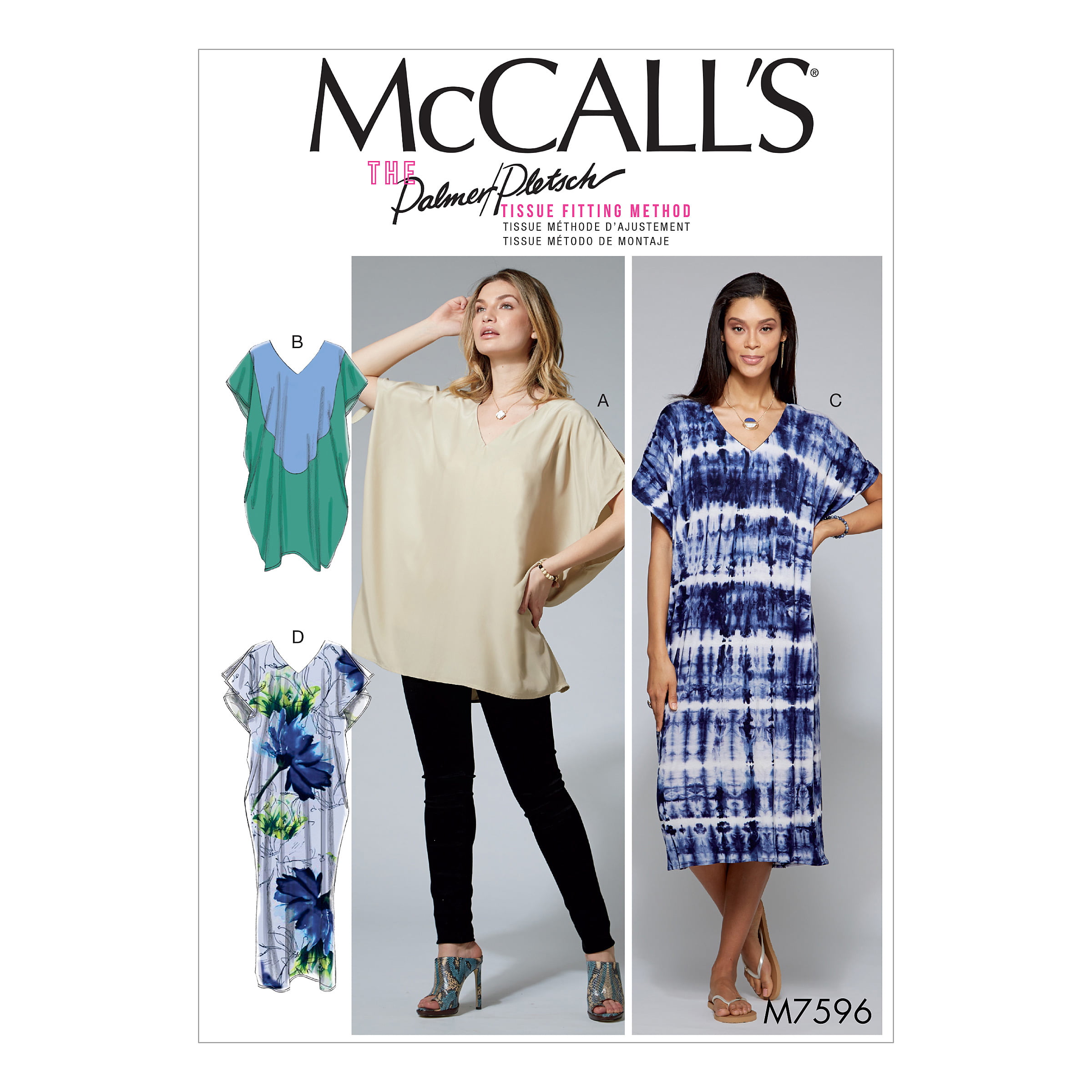 McCall&amp;#39;s Sewing Pattern Misses&amp;#39; Loose-Fitting V-Neck Pullover Tunic and Dresses with-XS-S-M