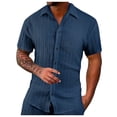thumbnail image 2 of Gyexs Mens Short Sleeve Shirts Button Down Navy Lightweight Cotton Shirts Stretchable Relaxed Fit Tshirt Beachwear Birthday Gifts for Men, Size XXXL, 2 of 5