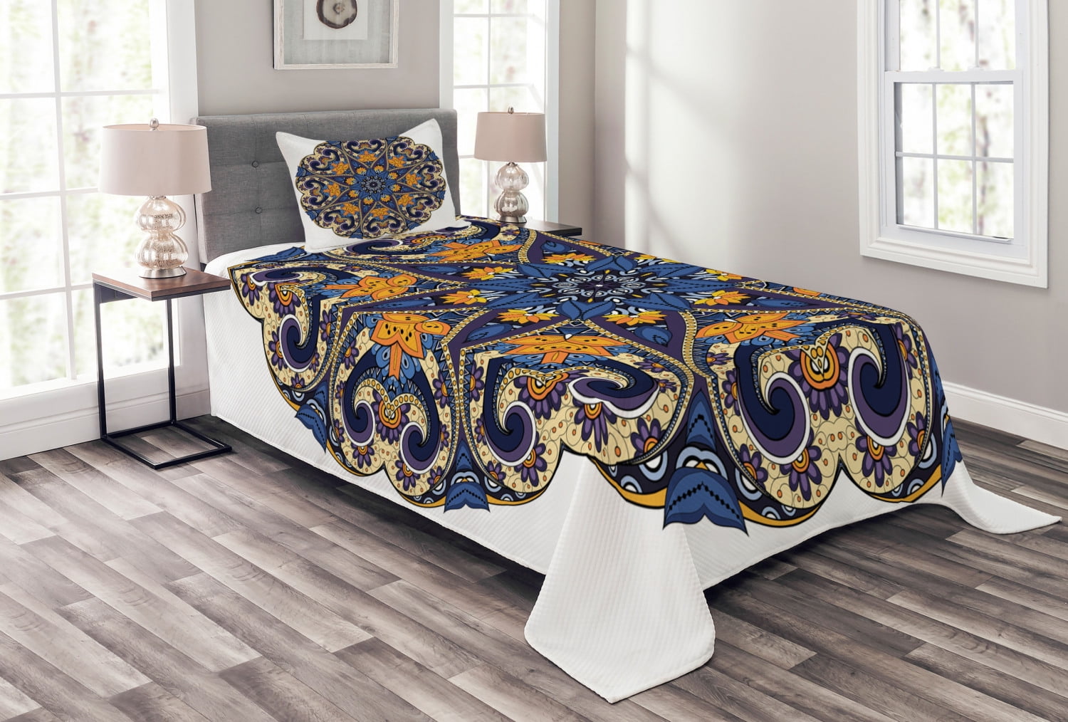 Details about   Ombre Quilted Bedspread & Pillow Shams Set Soft Colors Pattern Print 