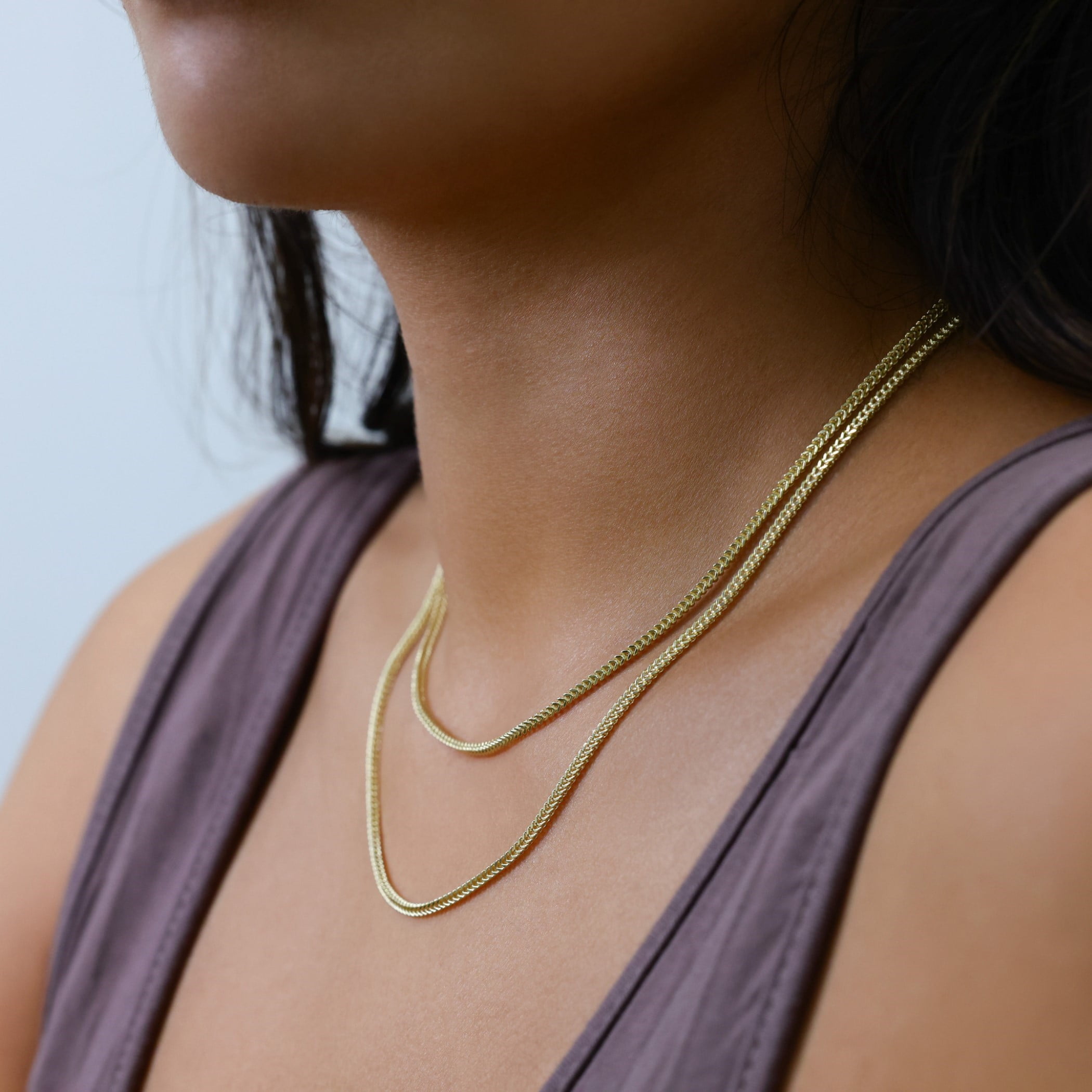 Nuragold 10K イエローゴールド 2mm ラウンドボックスチェーン ベネチアンリンクペンダントネックレス メンズ レディース ジュエリー 16インチ 18インチ 20イン