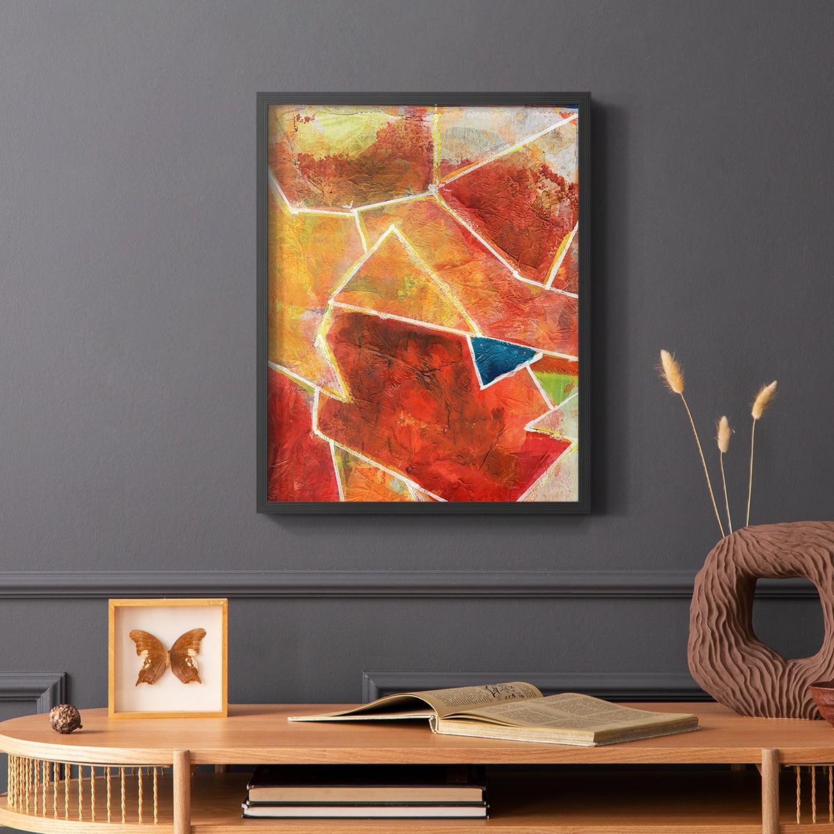 Primary Connection VII Framed Print in Black Solid Wood Framed Print No Nail Hanging