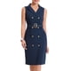 thumbnail image 1 of Vestido de oficina de trabajo con cinturón y solapa con muescas sin mangas para mujer Azul marino XL, 1 of 5