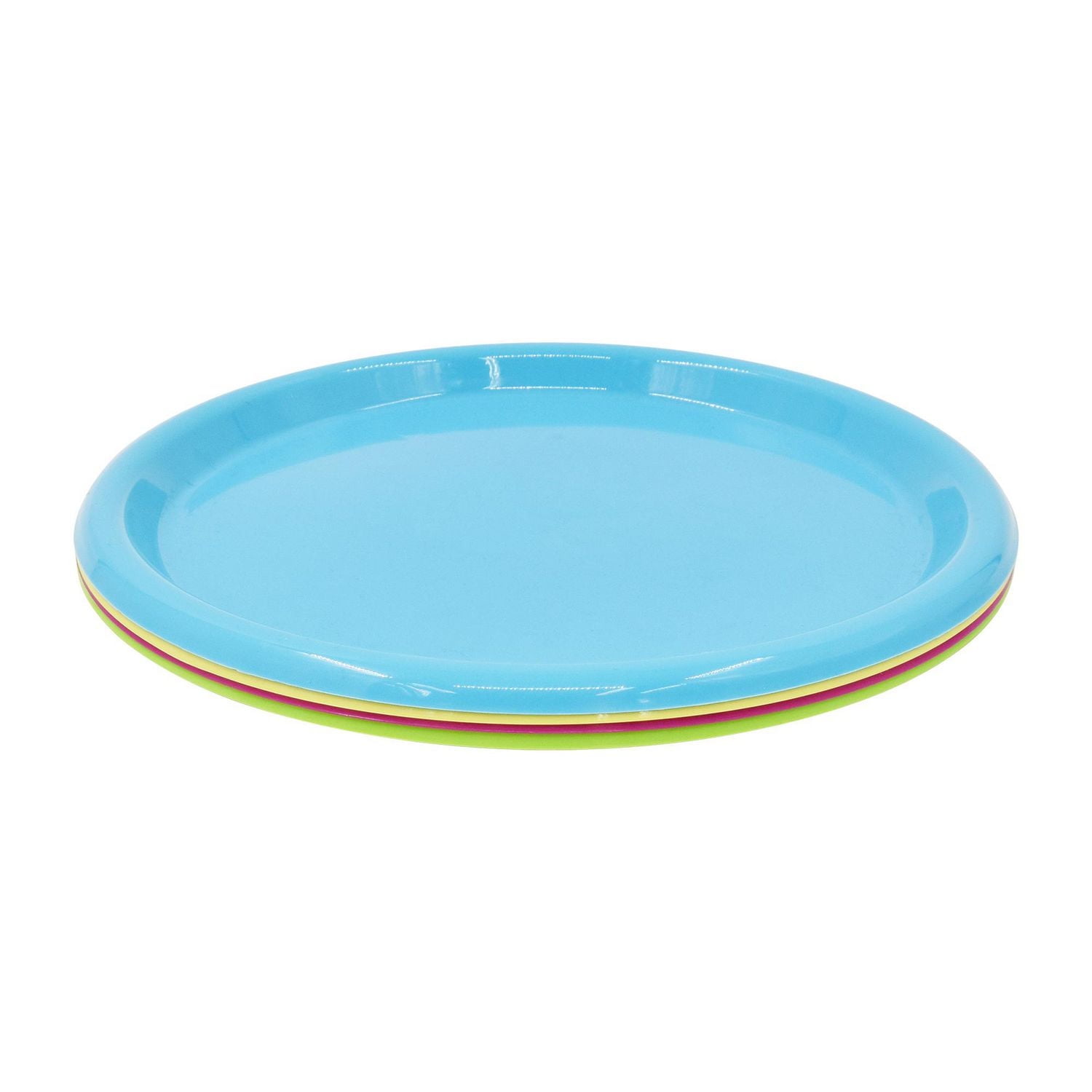 Mainstays Assorted Colour Plastic Plate Set, 4pc, 50% Recycled Material