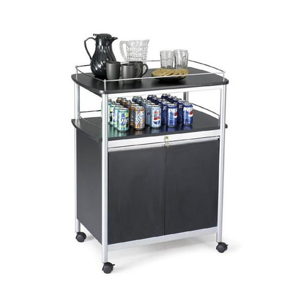 8964BL Safco Mobile Beverage Cart 4 Casters Melamine, Steel 33.5